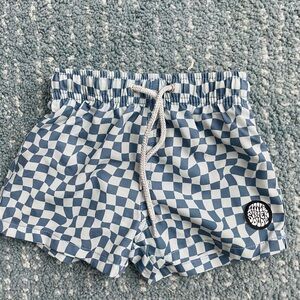 Toddler Swim Trunks – Size 18-24 Months | Wavy Blue Checkered